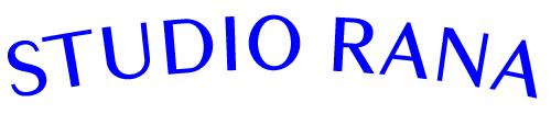 studio rana _ logo , blue, curved slightly